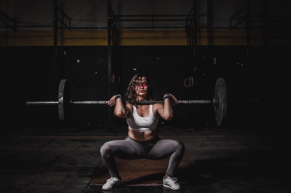 feet position wide squat barbell gym training